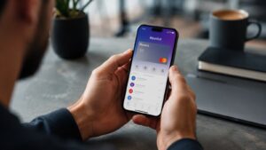 Una persona revisa la app de Revolut tras el lanzamiento de su banco en Australia
