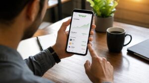 Usuario revisando movimientos de dinero e inversión en eToro