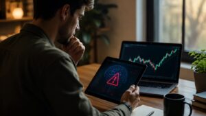 Usuario revisando una alerta de IA antes de invertir