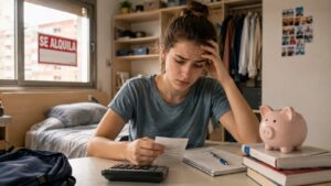 Alquiler se come presupuesto universitario con una habitación que cuesta 425 euros al mes de media en España.