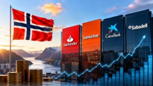 El fondo de Noruega refuerza Santander Bankinter y CaixaBank.