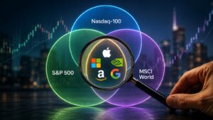 El solapamiento entre Nasdaq 100 S&P 500 y MSCI World.