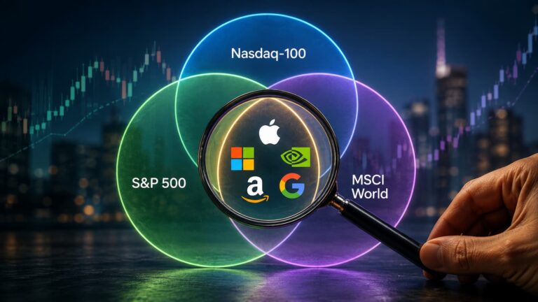 El solapamiento entre Nasdaq 100 S&P 500 y MSCI World.