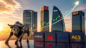 Indra Santander BBVA y ACS ponen a prueba el rally del Ibex.