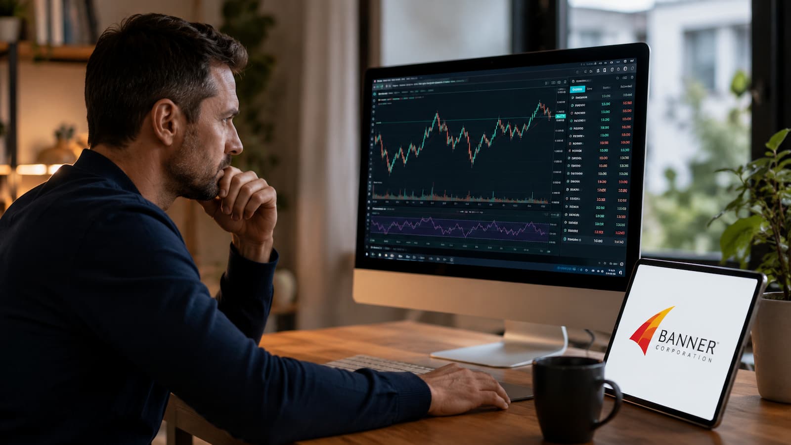 Inversor revisando la cotización de Banner Corporation antes de comprar acciones.