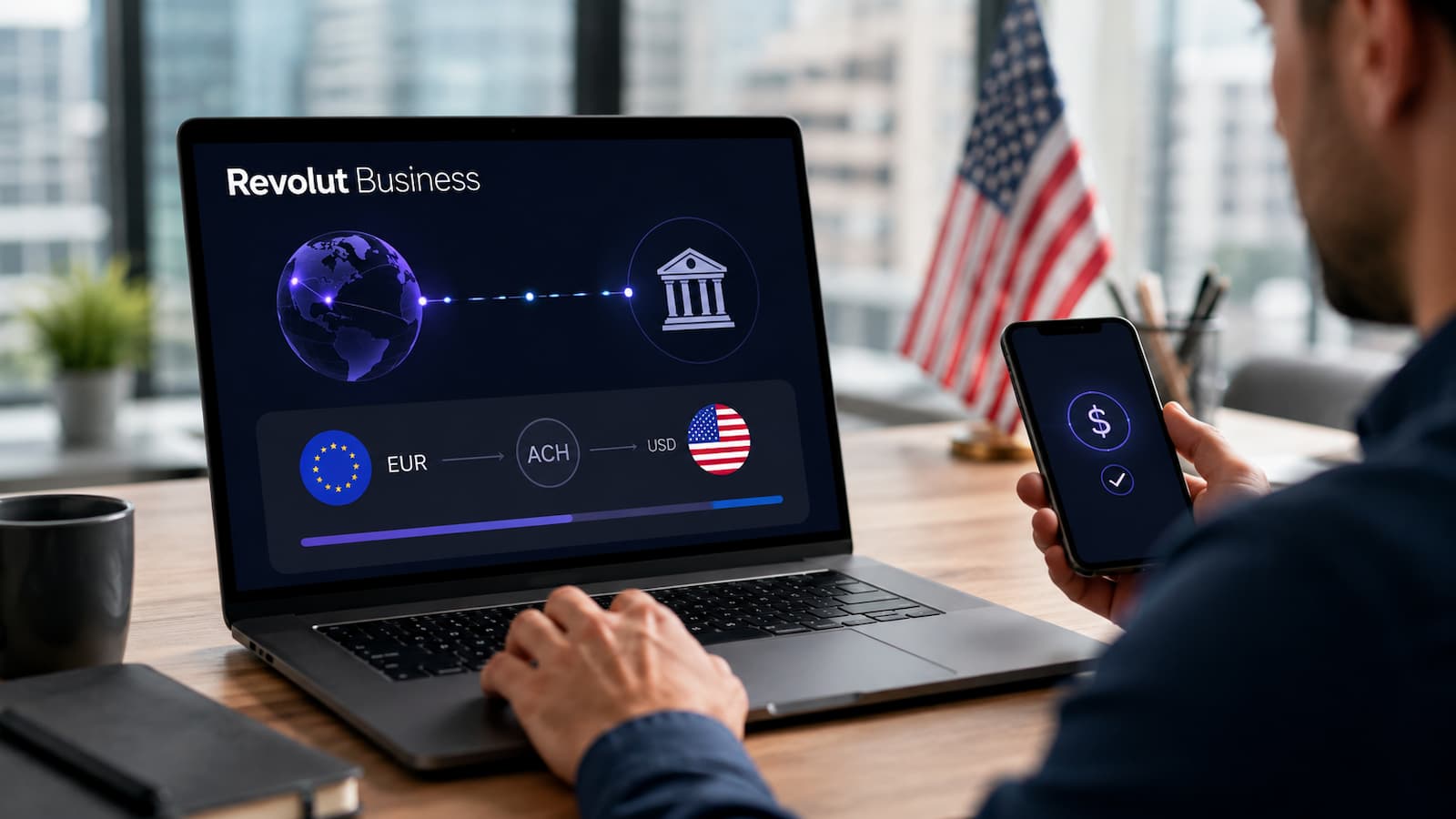 Revolut Business cobra comisión específica por enviar dólares a Estados Unidos.