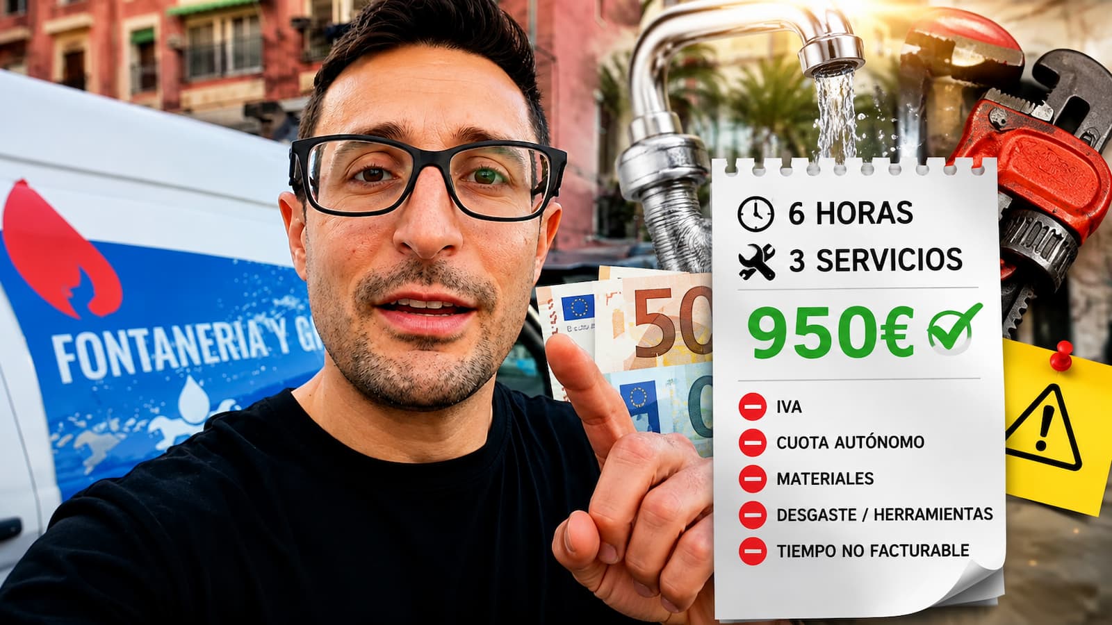 Un fontanero autónomo factura 950 euros en seis horas.