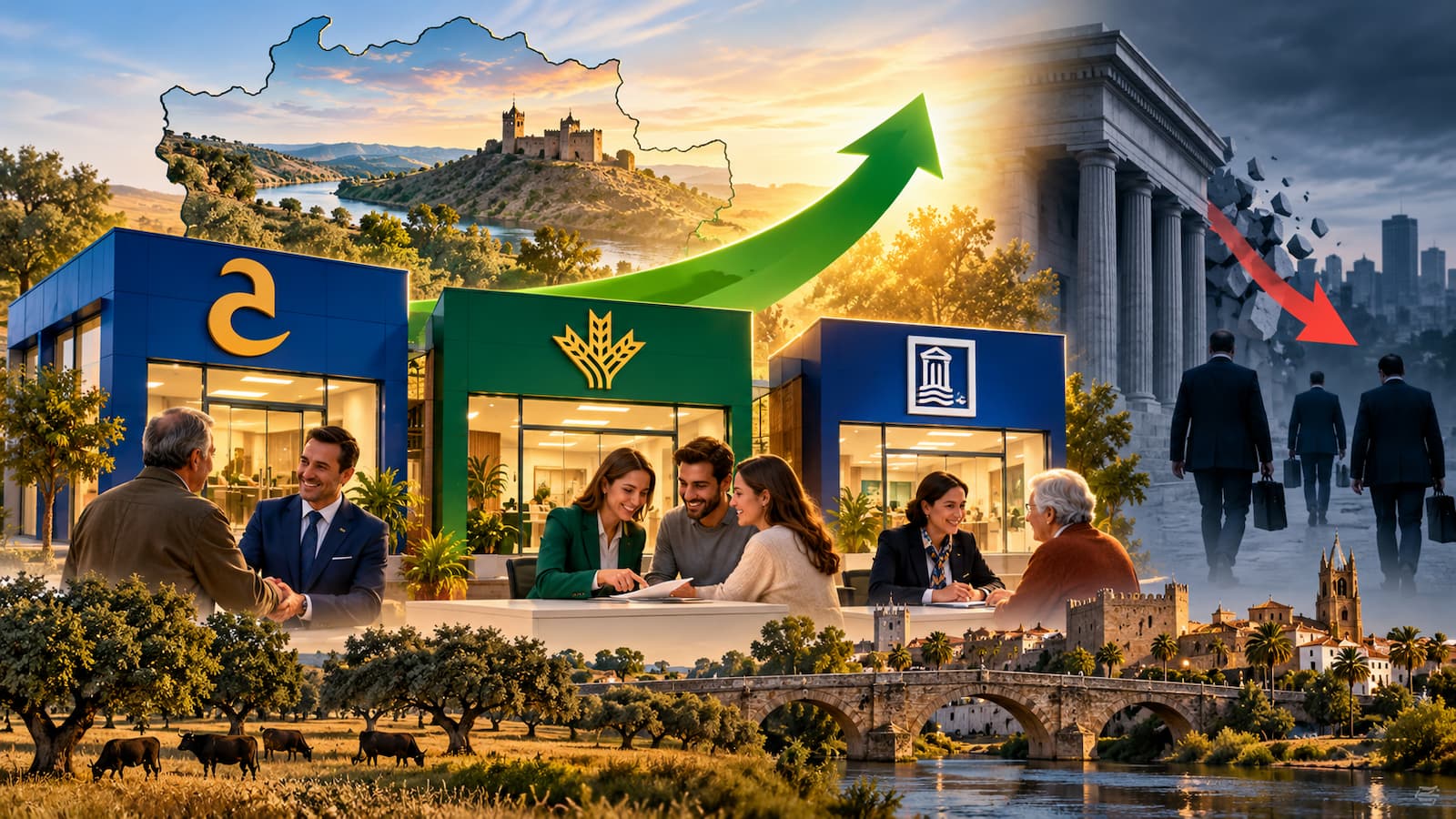 Cajalmendralejo Caja Rural de Extremadura y Banca Pueyo ganan espacio en Extremadura.