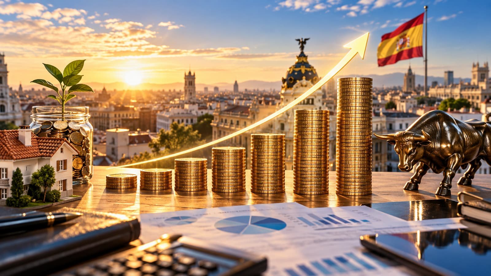 Los activos financieros de los hogares españoles suben un 9 6%.
