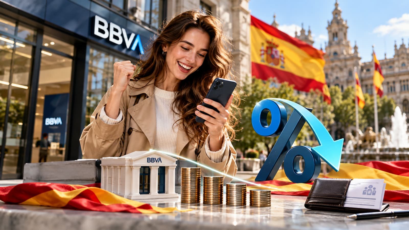 BBVA destaca una rebaja de un punto en el tipo de su Préstamo Rápido Online.