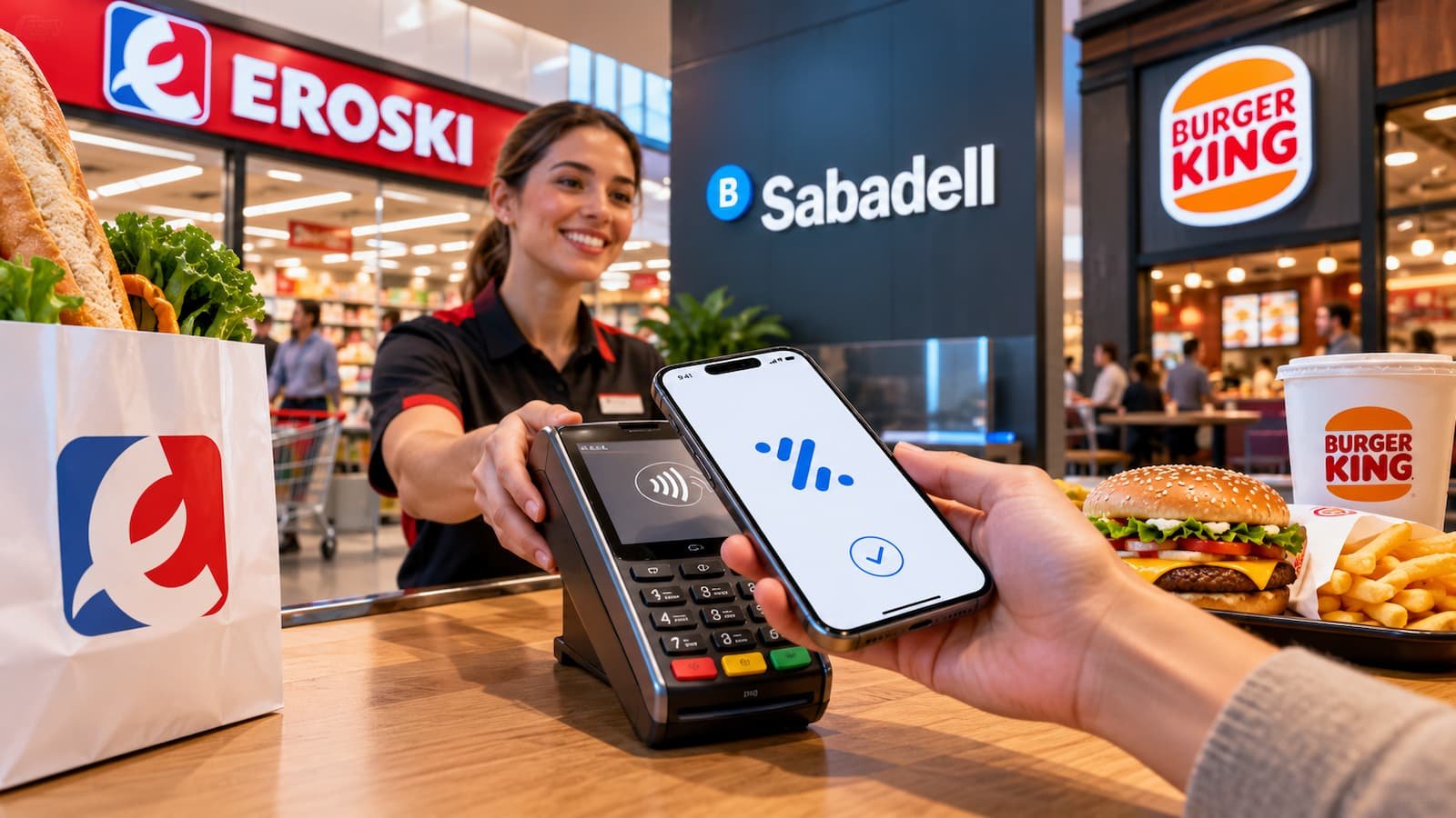 Sabadell habilita Bizum Pay en comercios y suma a Eroski y Burger King.